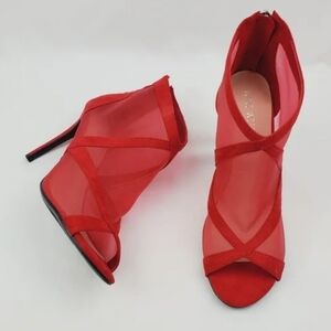 Nine West red wninid2 mesh open toe ankle bootie size 9.5M